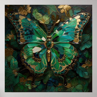 Emerald Metamorphosis - 3D Butterfly Modern Art Poster