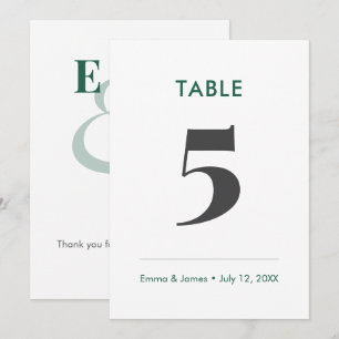 Emerald Minimalist Ampersand Table Number