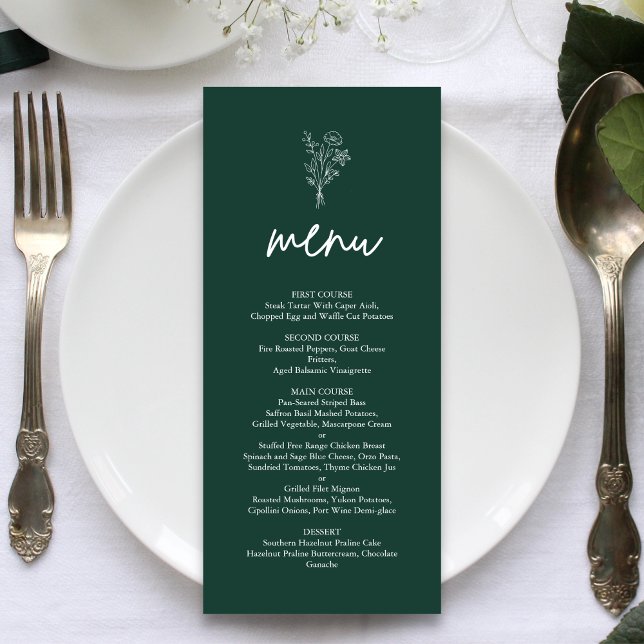 Emerald Minimalist Botanicals Terracotta Wedding Menu (Creator Uploaded)
