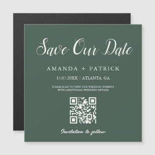 Emerald Minimalist QR Code Save The Date Magnet