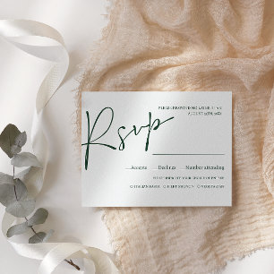 Emerald Modern Script WEDDING RSVP MEAL CHOICE Card