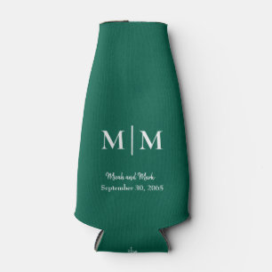 Emerald Monogram & Names Wedding Tall Can Cooler