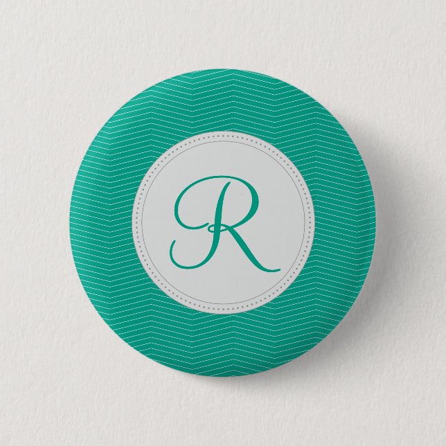 Emerald Monogram Thin Chevron Pattern 6 Cm Round Badge (Front)