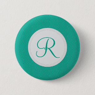 Emerald Monogram Thin Chevron Pattern 6 Cm Round Badge