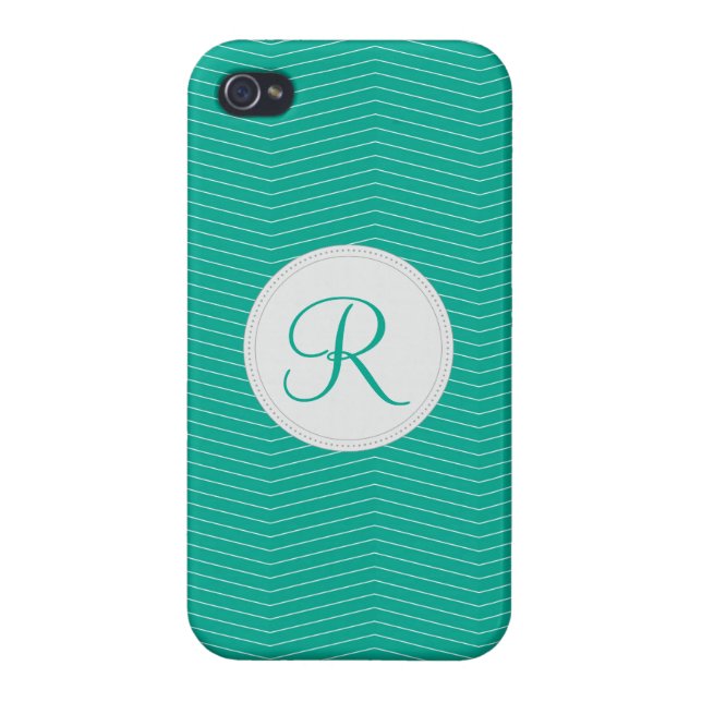 Emerald Monogram Thin Chevron Pattern iPhone Case (Back)