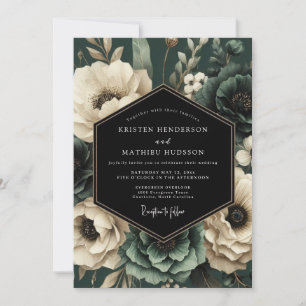 Emerald Moody Floral Romance Wedding Invitation