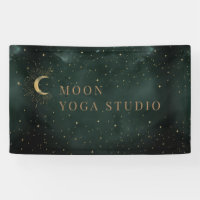 Emerald Moon Stars Midnight Blue Banner