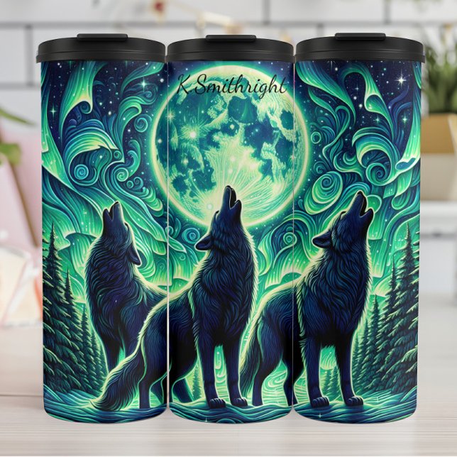  Emerald Moon Wolf Pack Howling Thermal Tumbler (Creator Uploaded)