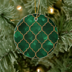 Emerald Moroccan Pattern – Luxury Style Ceramic Ornament
