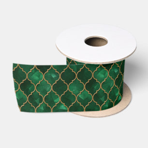 Emerald Moroccan Pattern – Luxury Style Satin Ribbon
