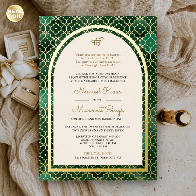 Emerald Moroccan Pattern Sikh Arch Wedding Gold (Creator Uploaded)