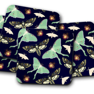 Emerald Moth Garden   Nature-Inspired Cork Coaster