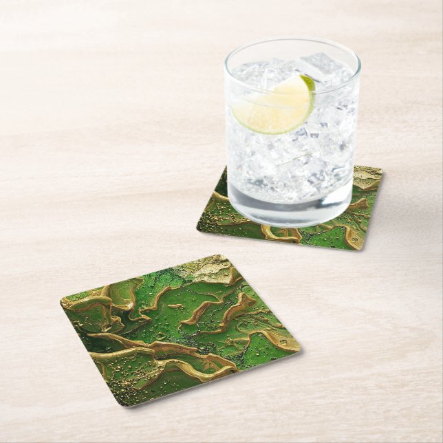 Emerald Motion Square Paper Coaster (Insitu)