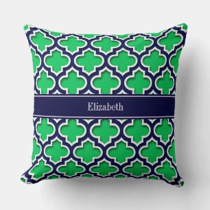 Emerald Navy Moroccan #5DS Navy Name Monogram Cushion