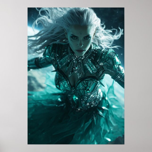 Emerald Nebula Queen – Cinematic Cosmic Warrior  Poster (Front)