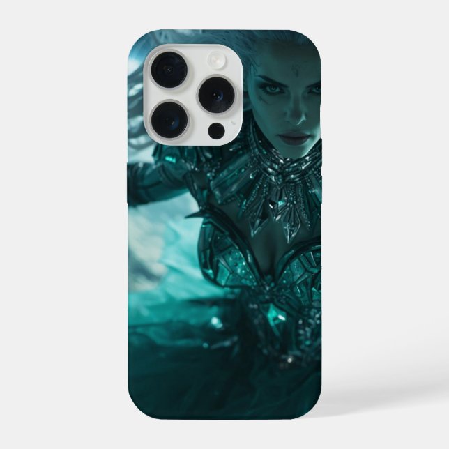 Emerald Nebula Queen – Futuristic Alien Armour  iPhone Case (Back)