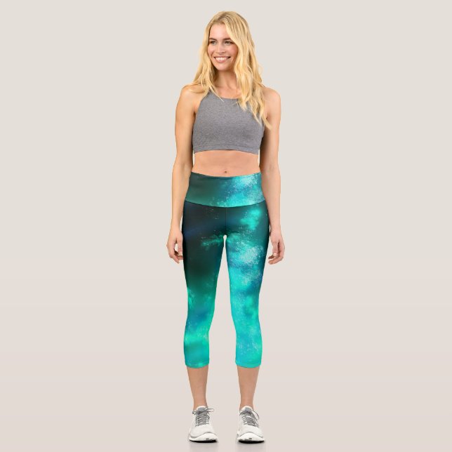 Emerald Night Sky Capri Leggings (Front)