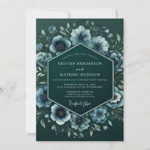 Emerald Nocturne Anemone Wedding Invitation