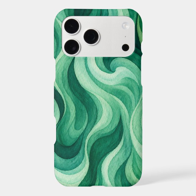 Emerald Ocean Swirl Abstract Wave Pattern (Back)