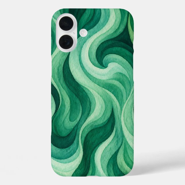 Emerald Ocean Swirl Abstract Wave Pattern Case-Mate iPhone Case (Back)