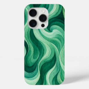 Emerald Ocean Swirl Abstract Wave Pattern iPhone 15 Pro Case