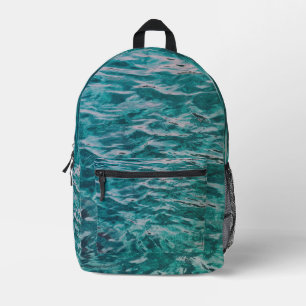 Emerald Ocean Waves Printed Backpack
