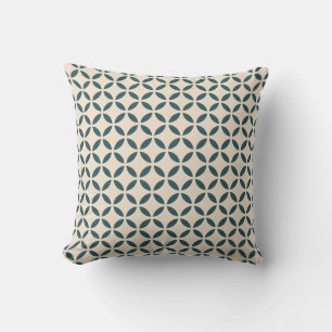 Emerald Off-White Flower Petal Geometric Pattern Cushion