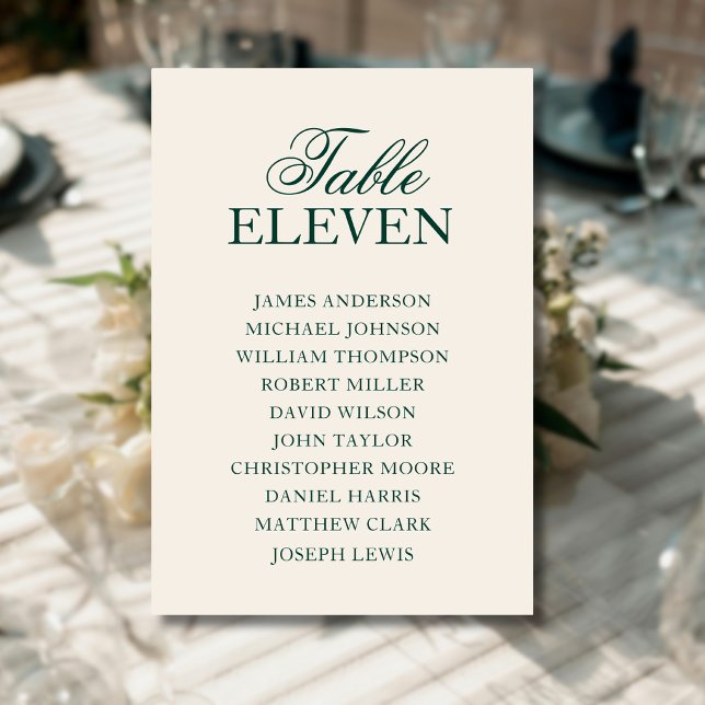 Emerald Old Money Clean Wedding Seating Chart Table Number (Creator Uploaded)