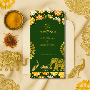 Emerald Om Hindu Wedding Table Napkin