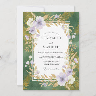 Emerald Orchid Leaf Wedding Invitation