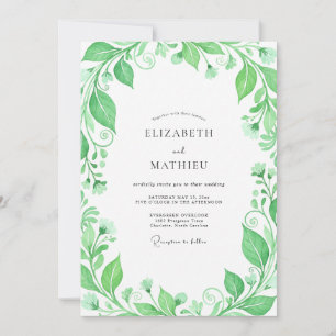 Emerald Organic Flourish Wedding Invitation