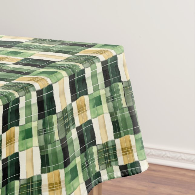 Emerald Patchwork Plaid Tablecloth (In Situ)