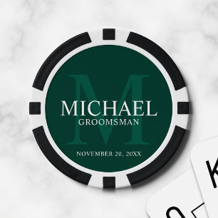 Emerald Personalised Groomsmen's name&monogram Poker Chips