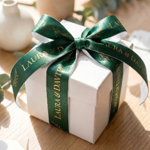 Emerald Personalised Wedding Gift Ribbon Satin Ribbon