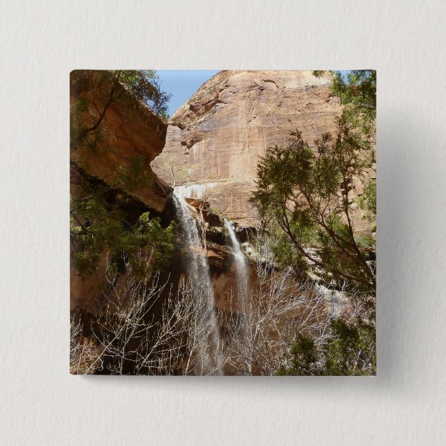 Emerald Pool Falls I from Zion National Park 15 Cm Square Badge (Front)