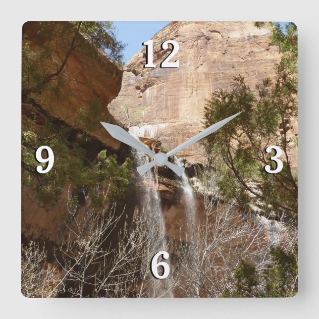 Emerald Pool Falls I from Zion National Park Square Wall Clock (Front)
