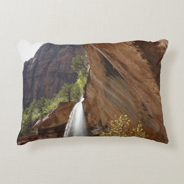 Emerald Pool Falls III from Zion National Park Decorative Cushion (Front)
