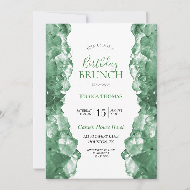 Emerald Quartz Birthday Brunch Invitation (Front)