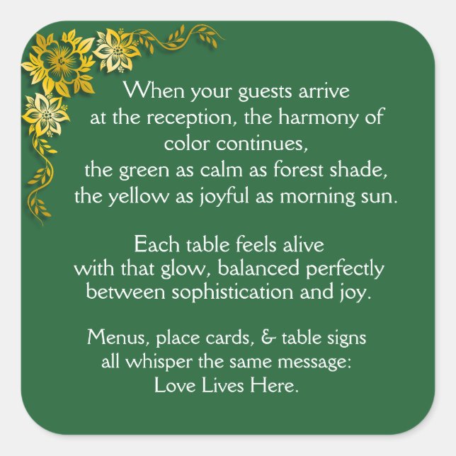 Emerald Reception Square Sticker (Front)