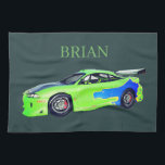 Emerald Roadrunner of the Verdant Horizon Tea Towel<br><div class="desc">Emerald Roadrunner of the Verdant Horizon captures the dynamic spirit of a sleek green car gliding through open space. Its vibrant color reflects energy, freshness, and a sense of freedom, while the smooth lines and polished surface evoke motion even at rest. This concept blends nature‑inspired tones with modern automotive elegance,...</div>