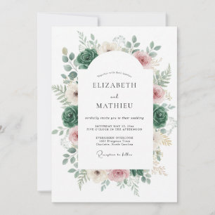Emerald Romantic Botanical Wedding Invitation