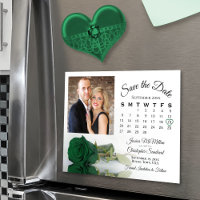 Emerald Rose Calendar Photo Save the Date Magnet