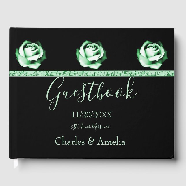 Emerald Rose Wedding Day Guestbook (Front)