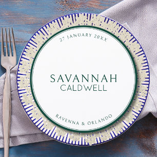 Emerald Round Tie Wedding Guest Place Menu Card