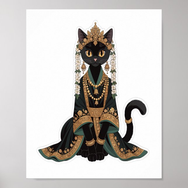 Emerald Royal Cat Empress Wall Art Poster (Front)
