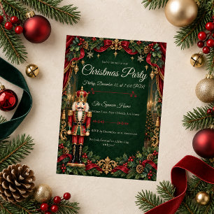 Emerald Royal Nutcracker Christmas Party Invitation