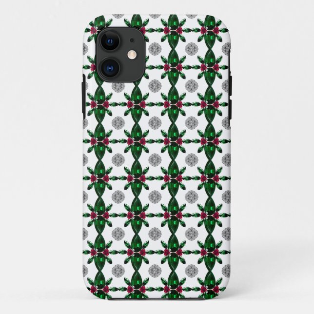 Emerald Ruby Diamond Gemstone Art Red Green Case-Mate iPhone Case (Back)