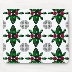 Emerald Ruby Diamond Gemstone Art Red Green Mouse Pad