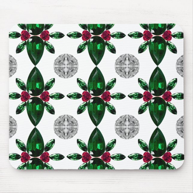 Emerald Ruby Diamond Gemstone Art Red Green Mouse Pad (Front)
