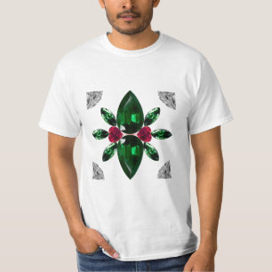 Emerald Ruby Diamond Gemstone Art Red Green T-Shirt